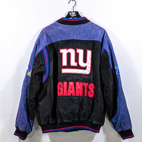 New York Giants NFL Suede Leather Bomber Jacket Varsity XL Y2K Football - Picture 13 of 13